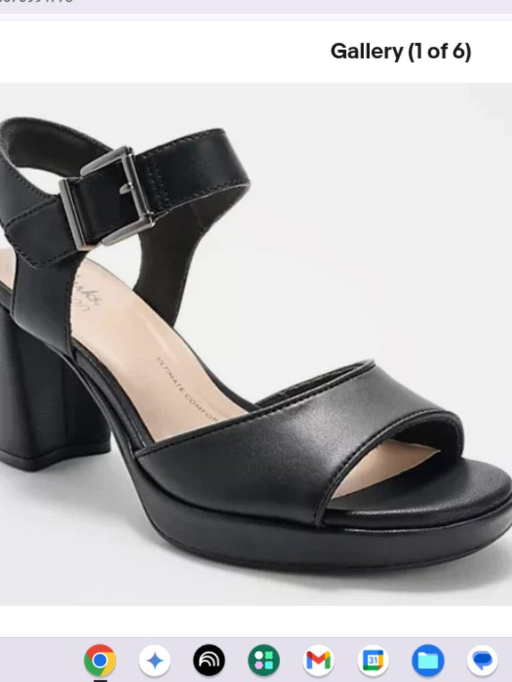 Clarks Collection Leather Heeled Sandals -Ambyrlyn Faye-Black-11M-NEW-A678873